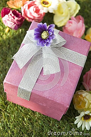 Close up pink gift box