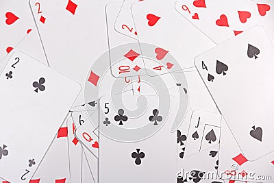 Close up of playing cards with numbers