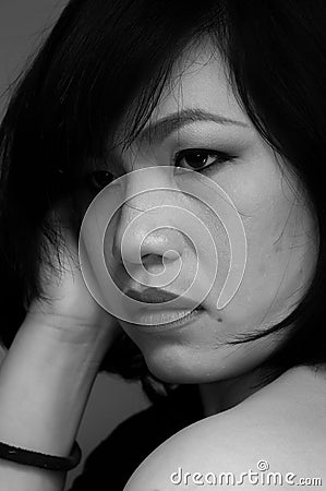 Close up Portrait of beautiful asian woman with hairstyle and ma