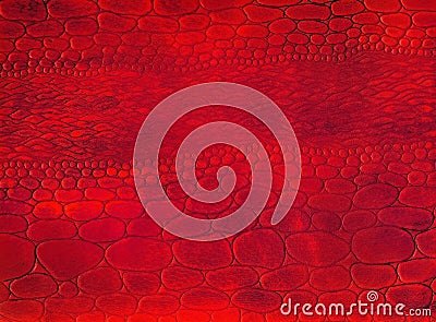 Close-up red natural reptile leather texture