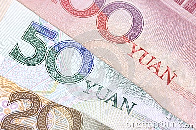 Close-up shot of Chinese banknotes