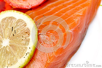 Close-up of smoked salmon