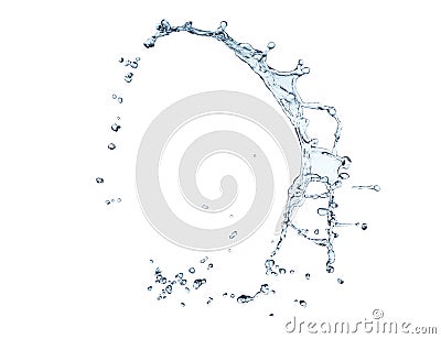 Close up view of blue water splash and water drops