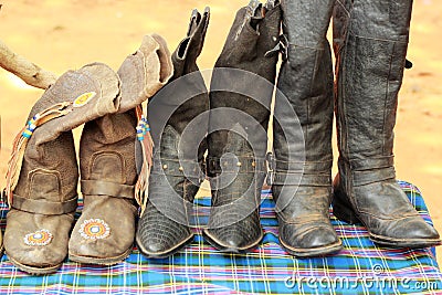 Close up of vintage cowboy boots