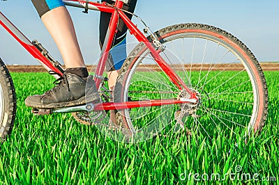 Close up of woman on bike