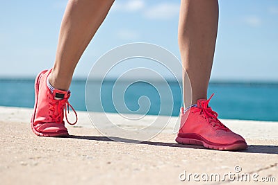 Close-up of woman s jogging shoes