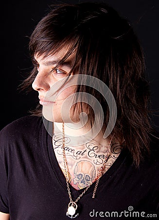 Close-up of Young man with tattoo