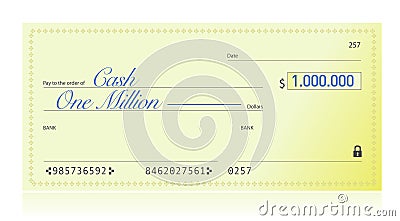 Closeup of Check Made Out for One Million Dollars