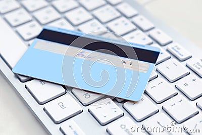 Closeup of credit card on a pc