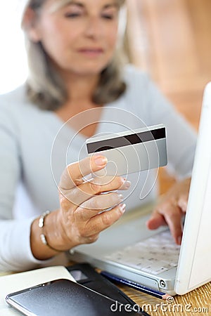 Closeup of credit card for shopping online