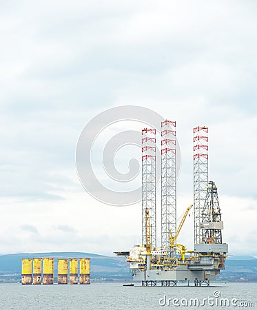 Closeup drilling rig in Cromarty Firth