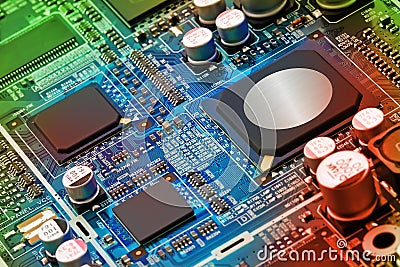 Closeup of electronic circuit board