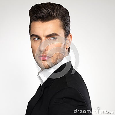 Closeup face of a fashion businessman in suit