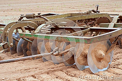 Closeup of Farm Equipment Called a Disc