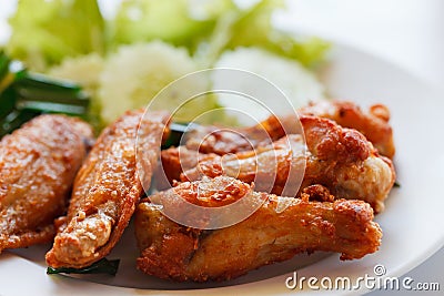 Closeup fried chicken on plate