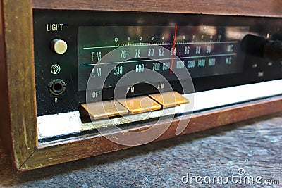 Closeup of an old radio.
