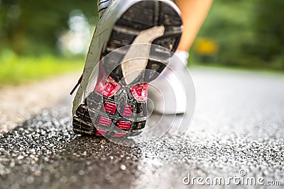 Closeup of runner feet