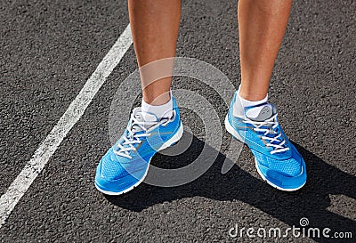Closeup of runners shoe - running