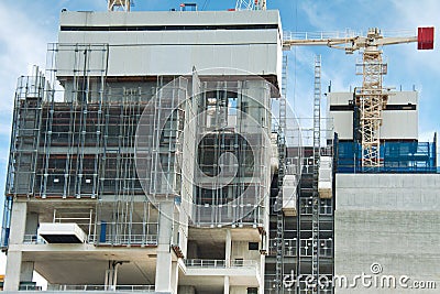 Closeup of screen system on construction