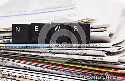 Closeup stack of newspapers