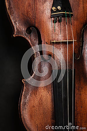 Closeup of violin instrument. Classical music art