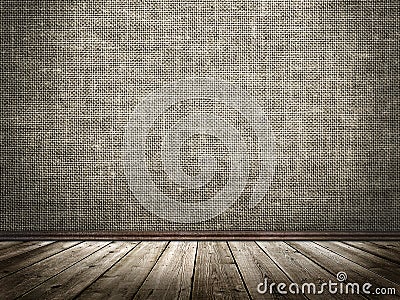 Cloth wall and wooden floor in a grunge style
