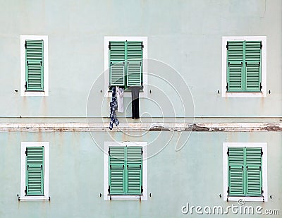 Clothes hanging outside window