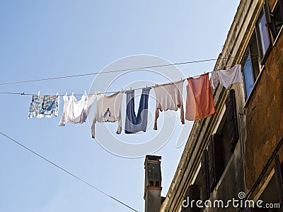 Clothes hanging to dry in Italy,