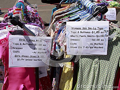 Clothes at yard sale