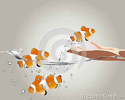 Clown fish jumping