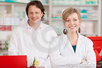 Co workers in a pharmacy