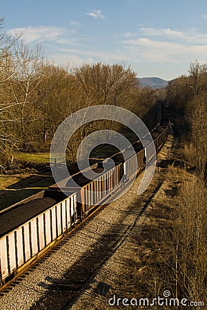 Coal train through the mountains