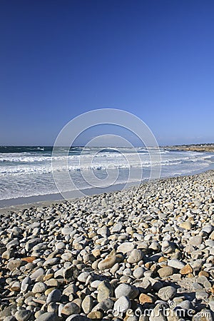 Coast of California: rocks, ocean and blue sky