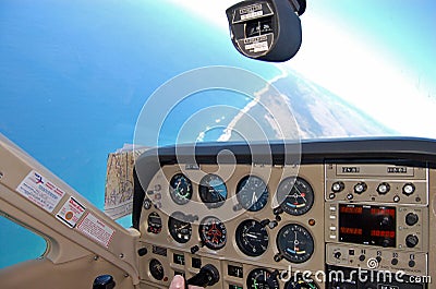 Cockpit of a cessna cardinal airplan