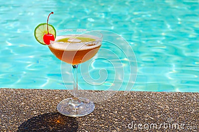 Cocktails near the swimming pool on summer