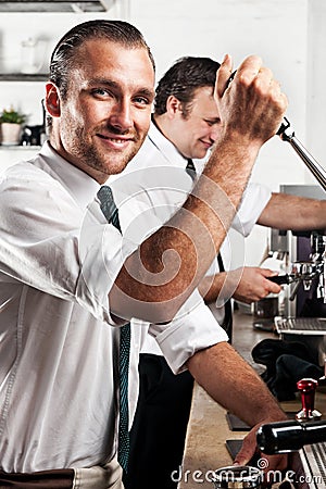 Coffee barista at work