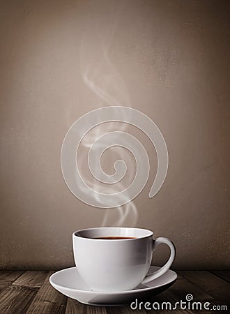 Coffee cup with abstract white steam