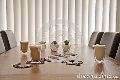 Coffee Cups Glass and Beans