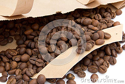 Coffee grains in the paper package