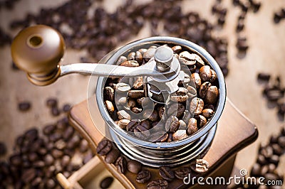 A coffee grinder with natural light