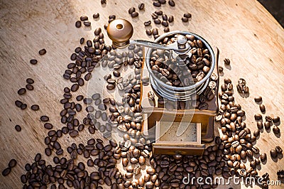 A coffee grinder with natural light