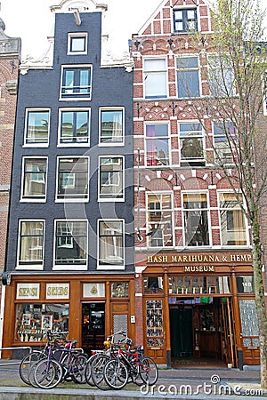 Coffee shops in Red light district at Amsterdam, Netherlands