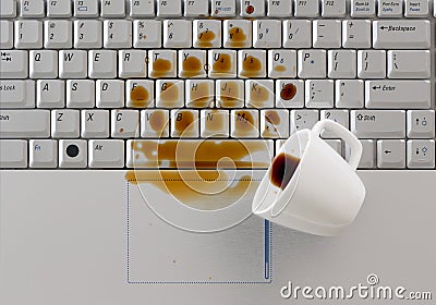 Coffee spilled on keyboard