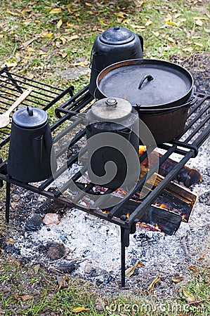 Coffee on Wood Campfire Cooking, Camp, Camping