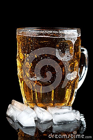 Cold beer with ice