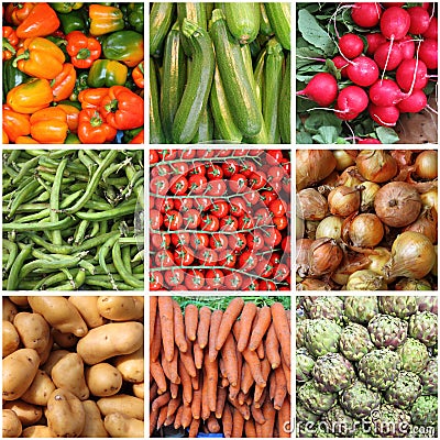 Fresh vegetables collage