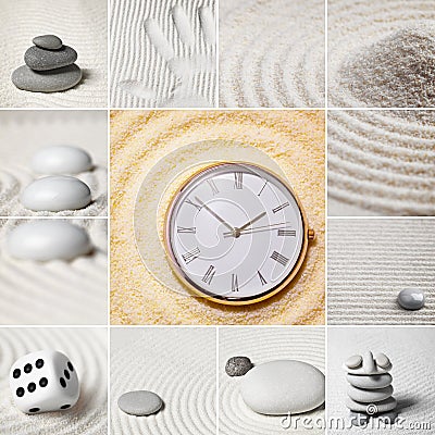 Collage - Japanese garden of stones. Time.