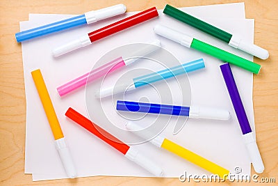 Collage of Multicolored Felt-tip Pens