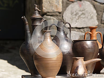 Collection of ancient clay dishes