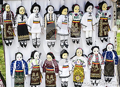 Collection of dolls dressed in traditional costu